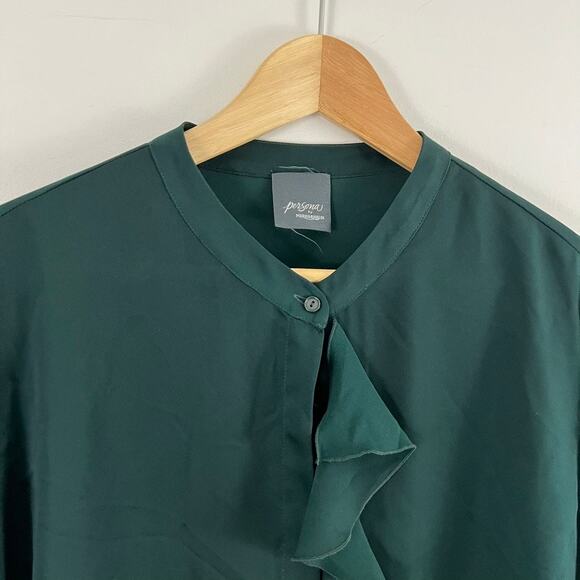 Persona By Marina Rinaldi Button Front Blouse Top Ruffle Women Size 16 - Picture 7 of 10